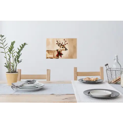 Gewei - Kerst - Rendier - Rood Muursticker klein -eettafel