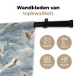 Wolken - Kraanvogels - Blauw Wandkleed katoen klein 269 -sfeer2