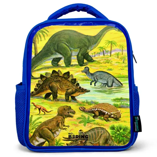 Dinosaurus in Dinosaurusland Kinderrugzak - Blauw middel -3d