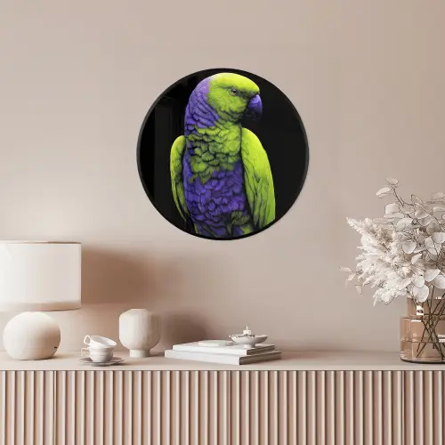 Papegaai - Veren - Opvallend - Groen Fotolijst rond zonder passe partout klein -sfeer3