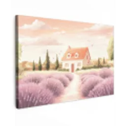 Lavendelveld - Huis - Paars canvas 2cm klein -z3d