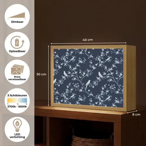 Grafisch - Bloesemtak - Blauw Light Box met batterij (Wandlamp) middel 907 -USP_websiteoverzichtNL