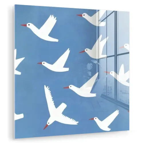 Vogels - Wit - Patroon plexiglas 5mm klein -zzzproduct_nieuw