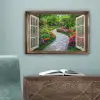 Doorkijk - Bloemen - Tuinpad - Natuur - Raam canvas 2cm klein -sfeer4