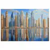 Skyline - Wolkenkrabbers - Water - Blauw poster papier klein -3d