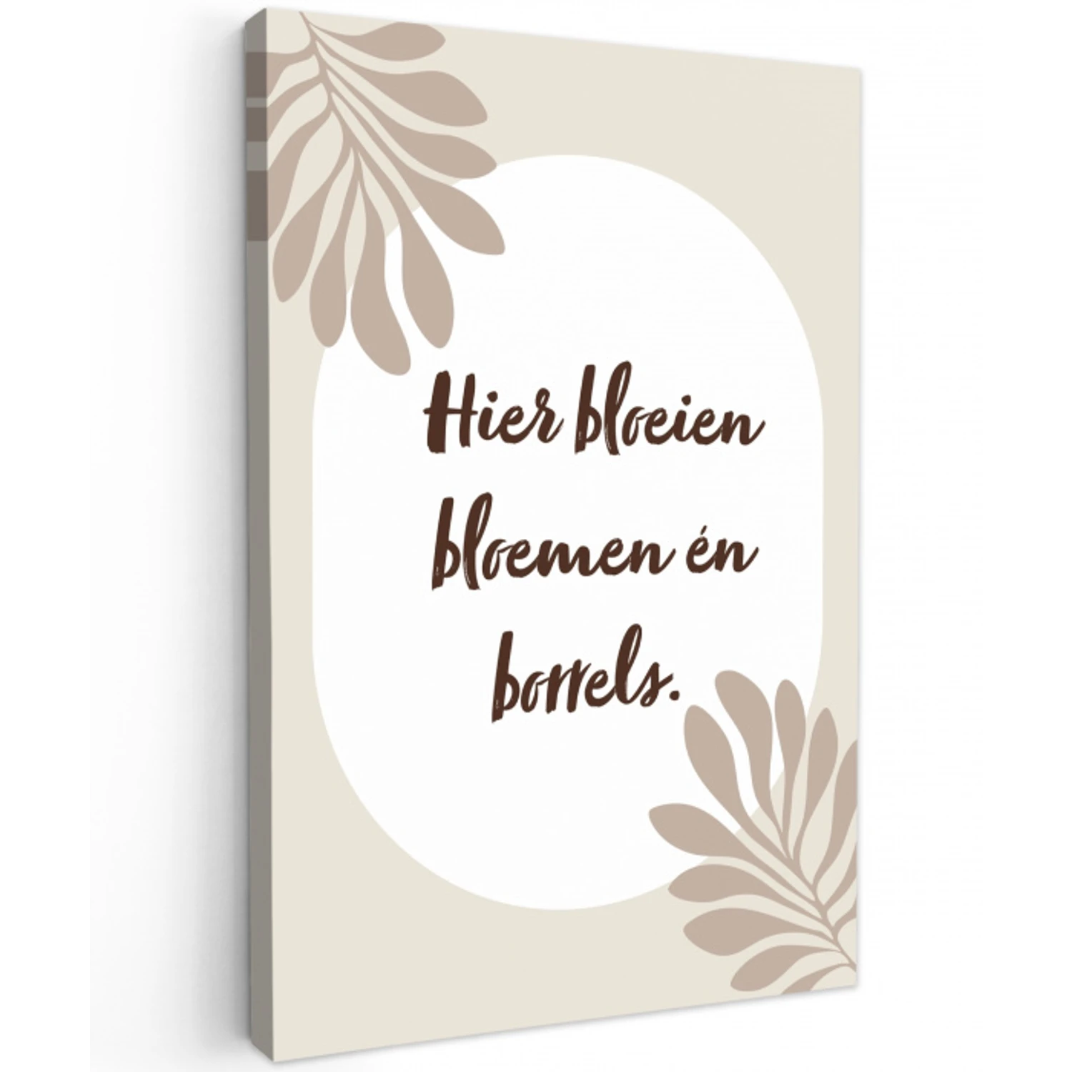 Bloemen - Quote - Zomer - Beige Tuinposter op houten frame 2 cm dik klein -3d
