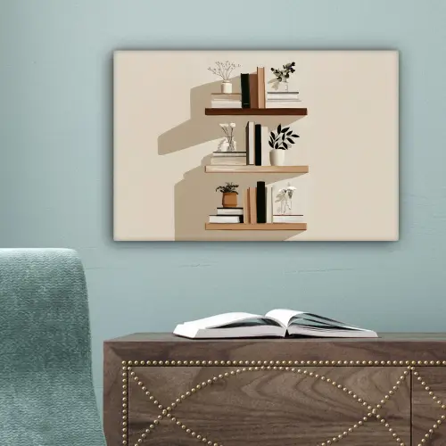 Plankjes - Boeken - Vaasjes - Planten canvas 2cm klein -sfeer4