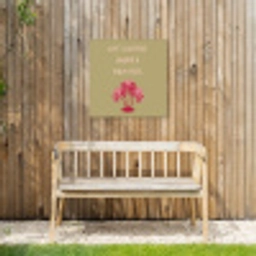 Groen - Zomer - Quote - Palmboom Tuinposter op houten frame 2 cm dik middel -sfeer4