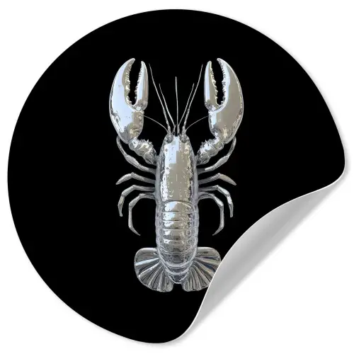 Kreeft - Zilver - Metallic - Luxe Wandcirkel behangsticker klein -3d