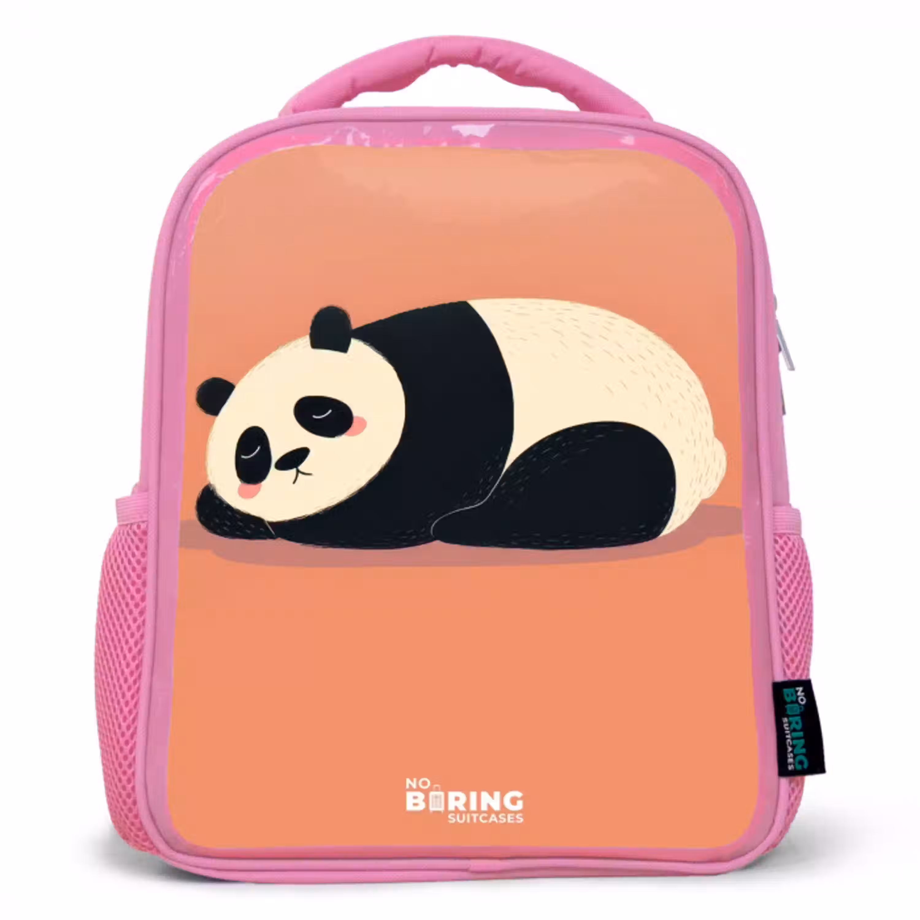 Panda - Slapen - Oranje Kinderrugzak - Roze middel -3d