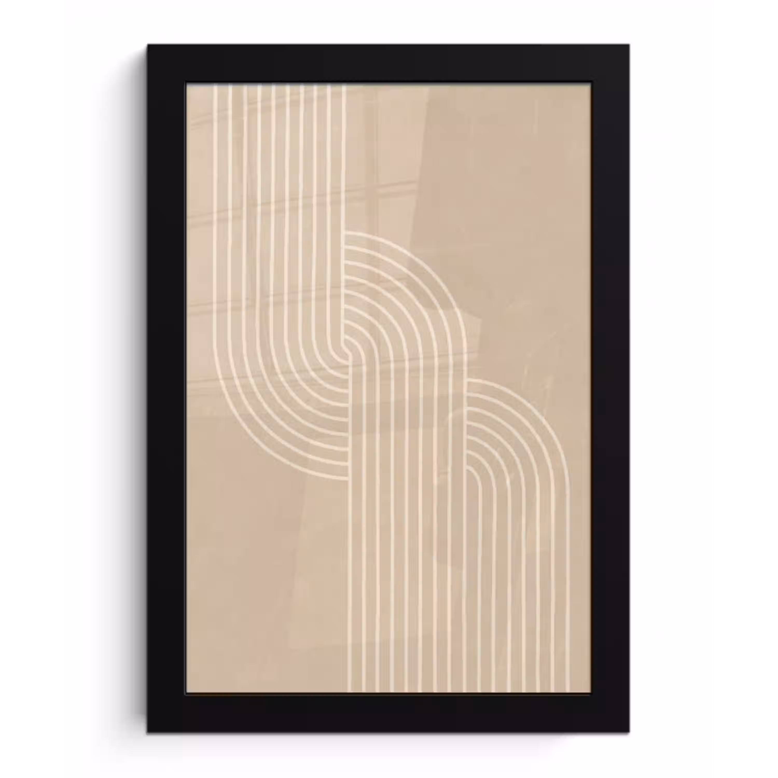Parallelle lijnen - Lichte textuur - Beige fotolijst zwart zonder passe partout klein -3d