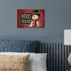 Klassiek - Kerstgroet - Sneeuwpop - Rood poster papier klein -sfeer2