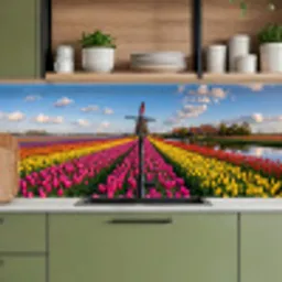 Tulpen - Holland - Molen - Kleurrijk keuken achterwand 2 middel -sfeer3