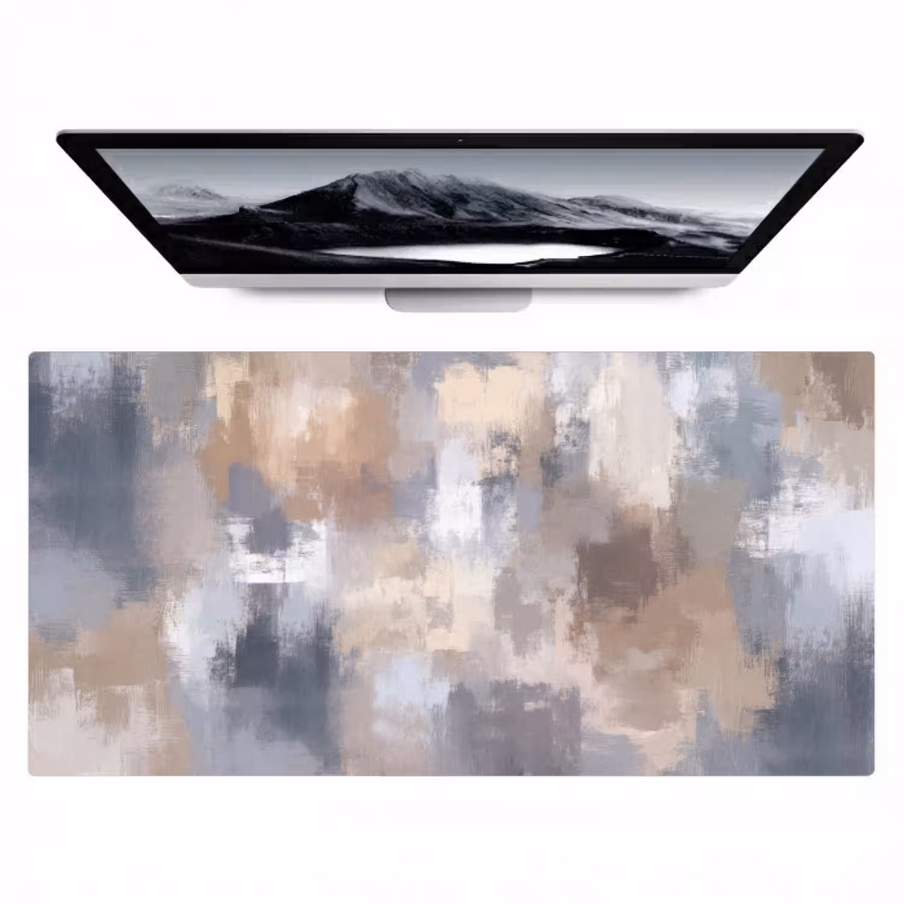 Penseelstreken - Schilderij - Beige Muismat XXL klein -zzz3d