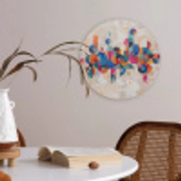 Kunst - Geometrisch - Abstract - Kleurrijk Akoestische PET Vilt - Rond klein -sfeer3
