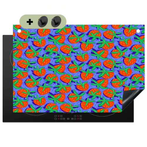 Aardbei - Rood - Blauw - Patroon Inductie beschemer met haakjes klein 777 -3d