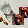 Vrouw - Donuts - Kleurrijk onderzetter kurk middel -sfeer4