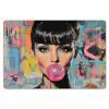 Kauwgom - Vrouw - Penseelstreken - Modern Placemat vinyl groot -zzsfeer1_Kitchenyeah-website
