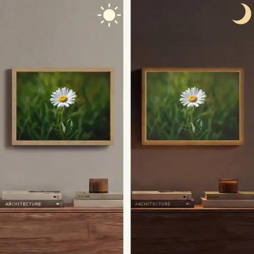 Wit - Madeliefje - Bloem - Gras Light Box met batterij (Wandlamp) middel -sfeer3