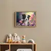Hond - Bloemen - Natuur - Puppy - Bordercollie Light Box met batterij (Wandlamp kind) middel -sfeer2_kind