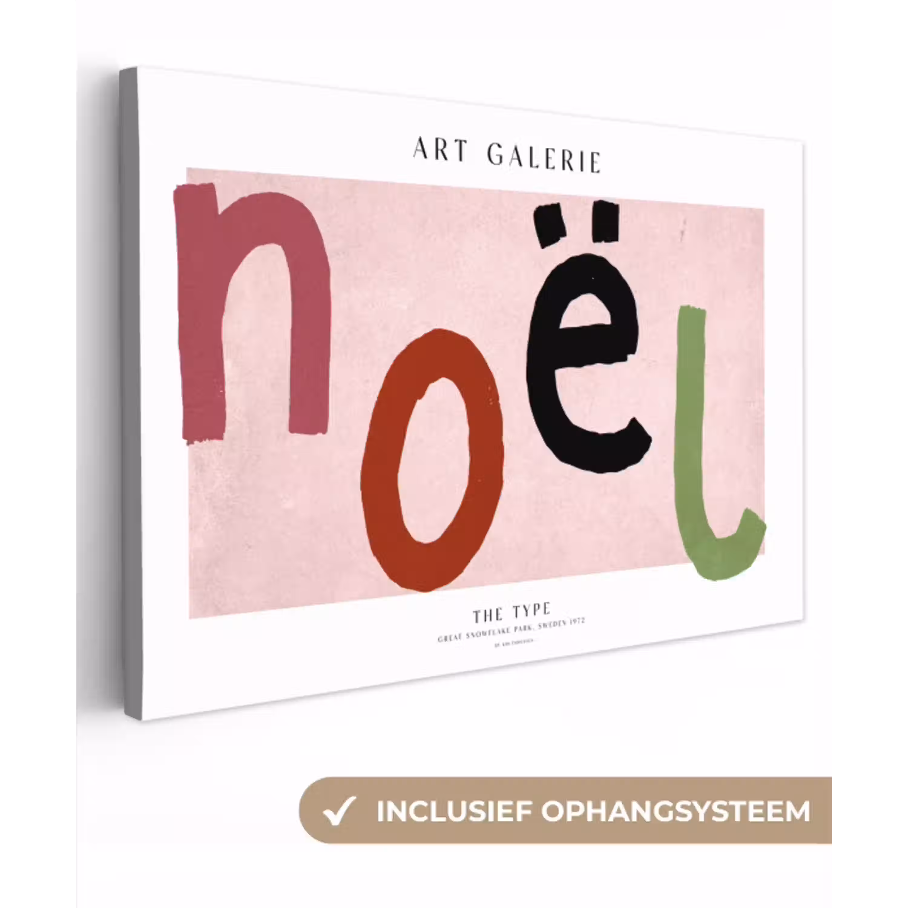 Kerstmis - Pastel - Noël - Roze canvas 2cm klein -3d