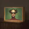 Vrouw - Groen - Bril - Aesthetic - Modern Light Box met kabel (Tafellamp) klein -z3d_website
