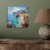 Kustdorp - Schilderij - Rotsen - Boten aluminium wit klein -sfeer2