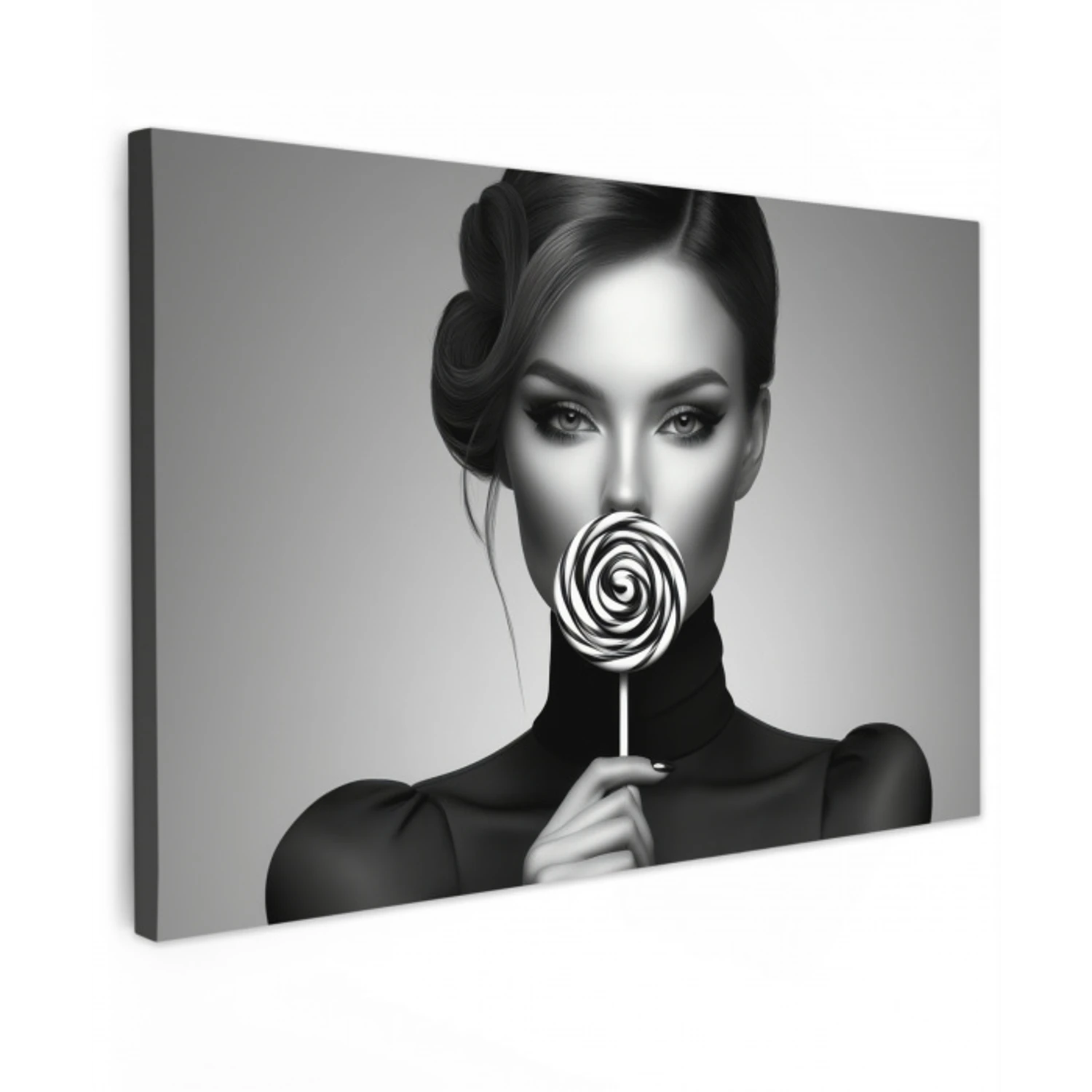 Vrouw - Lolly - Zwart Tuinposter op houten frame 2 cm dik klein -3d