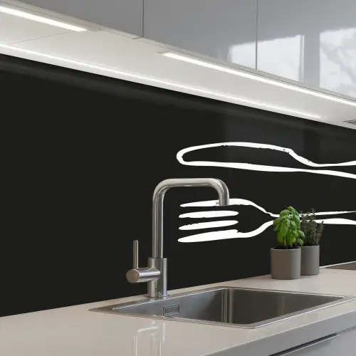 Bestek - Liggend - Zwart - Wit keuken achterwand 2 middel -3d_schuin