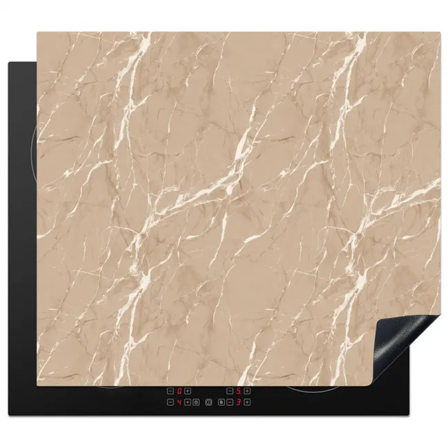 Inductie beschermer - Beige - Marmer - Organisch - Wit