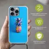 Ananas - Blauw - Tropisch - Vrolijk Hoesje iPhone 16 Pro Max met koord klein -sfeer2_NL