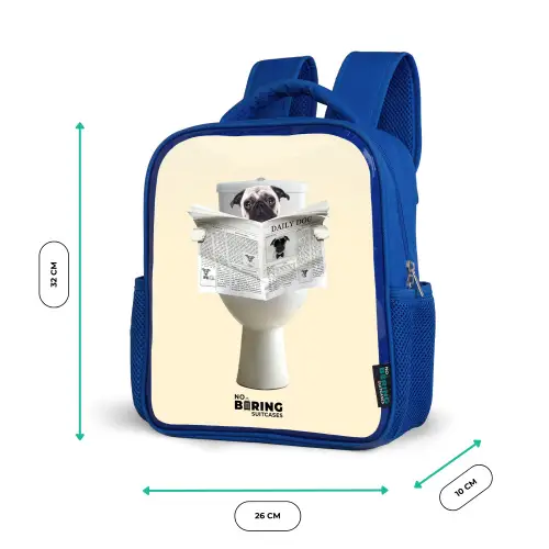 Hondje Leest de Krant Kinderrugzak - Blauw middel -productfoto_formaten