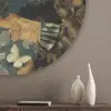 Vrouw - Bladeren - Goud - Vlinders Akoestische PET Vilt - Rond klein -sfeer5_closeup