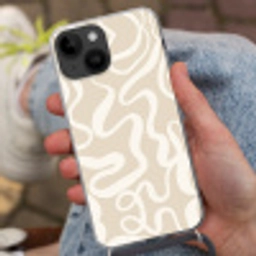 Lijnen - Abstract - Beige - Wit - Minimalistisch Crossbody Case iPhone 14 middel -sfeer3