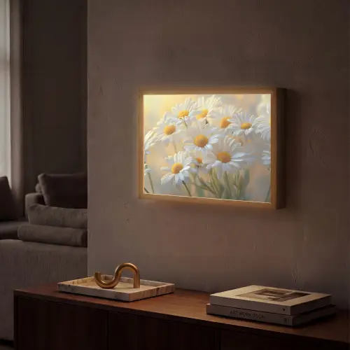 Madeliefjes - Wit - Zonlicht Light Box met batterij (Wandlamp) middel -sfeer1