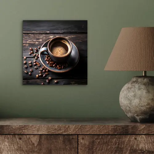 Kop - Koffie - Hout - Bonen aluminium wit klein -sfeer2