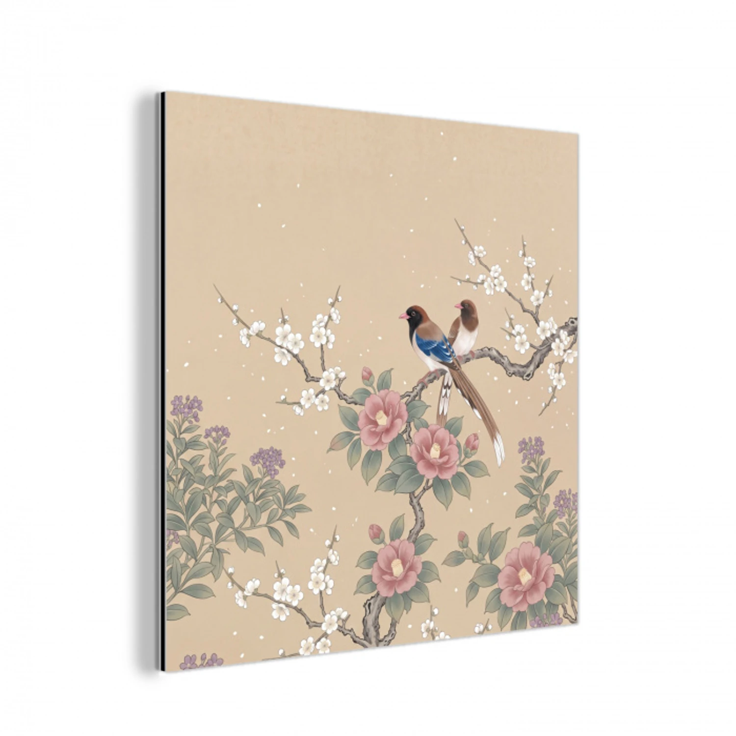 Bloemen - Vogels - Bloemen aluminium wit klein -3d