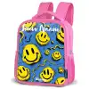 Smiley - Blauw - Geel Kinderrugzak - Roze middel -schuin