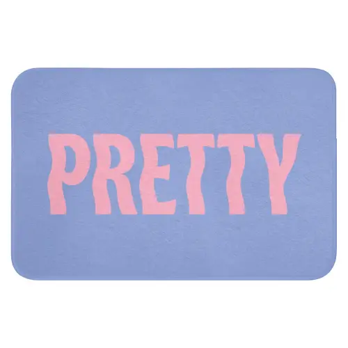 Pretty - Roze - Blauw - Golvend Badmat klein -3d