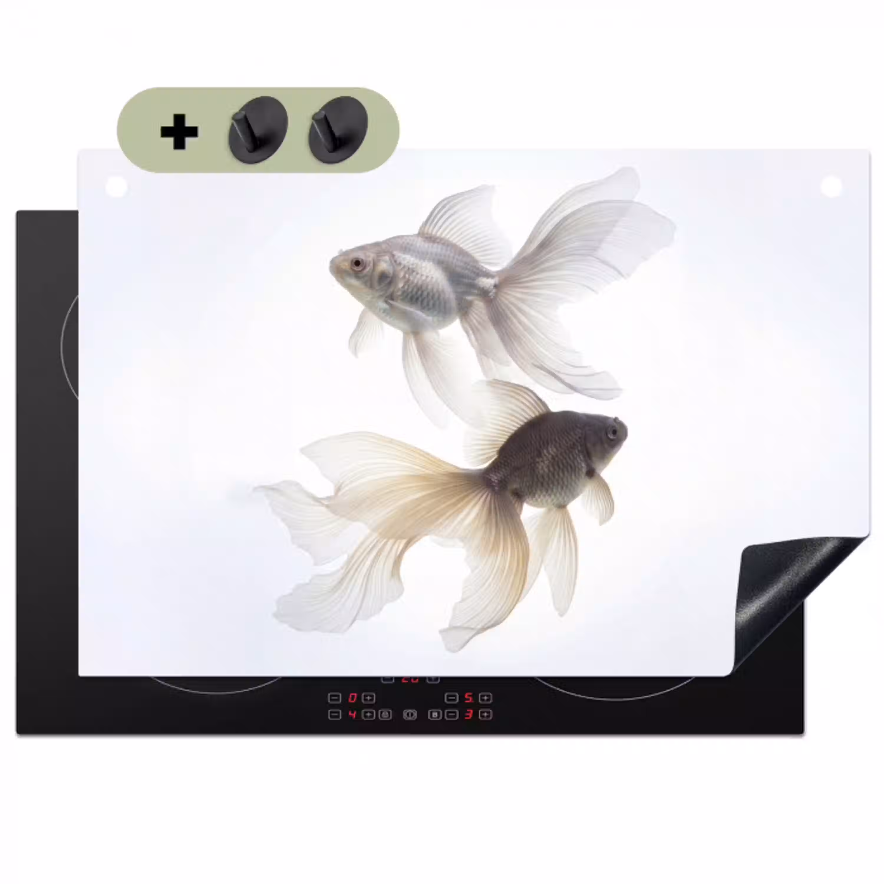 Goudvissen - Modern - Wit Inductie beschemer met haakjes klein -3d