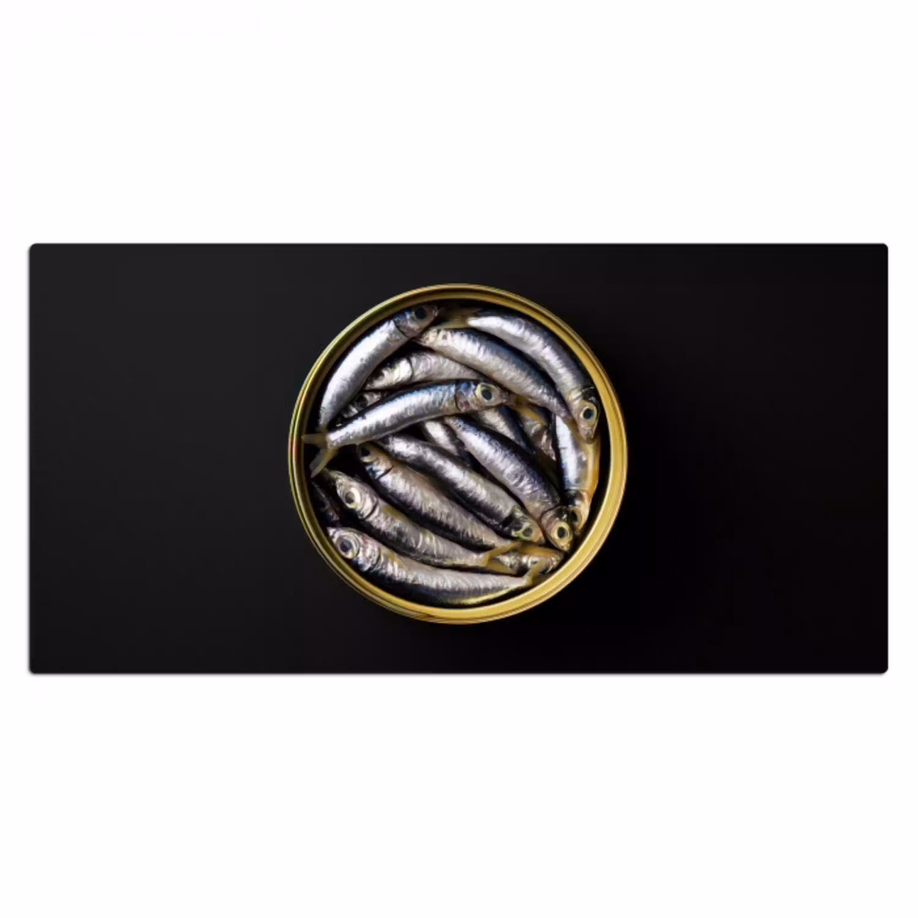 Sardines - Vissen - Rond - Zwart Muismat XXL klein -3d_leeg