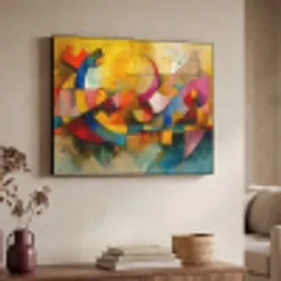 Kunst - Abstract - Aesthetic - Kleurrijk - Art Textielframe zwart klein -sfeer3