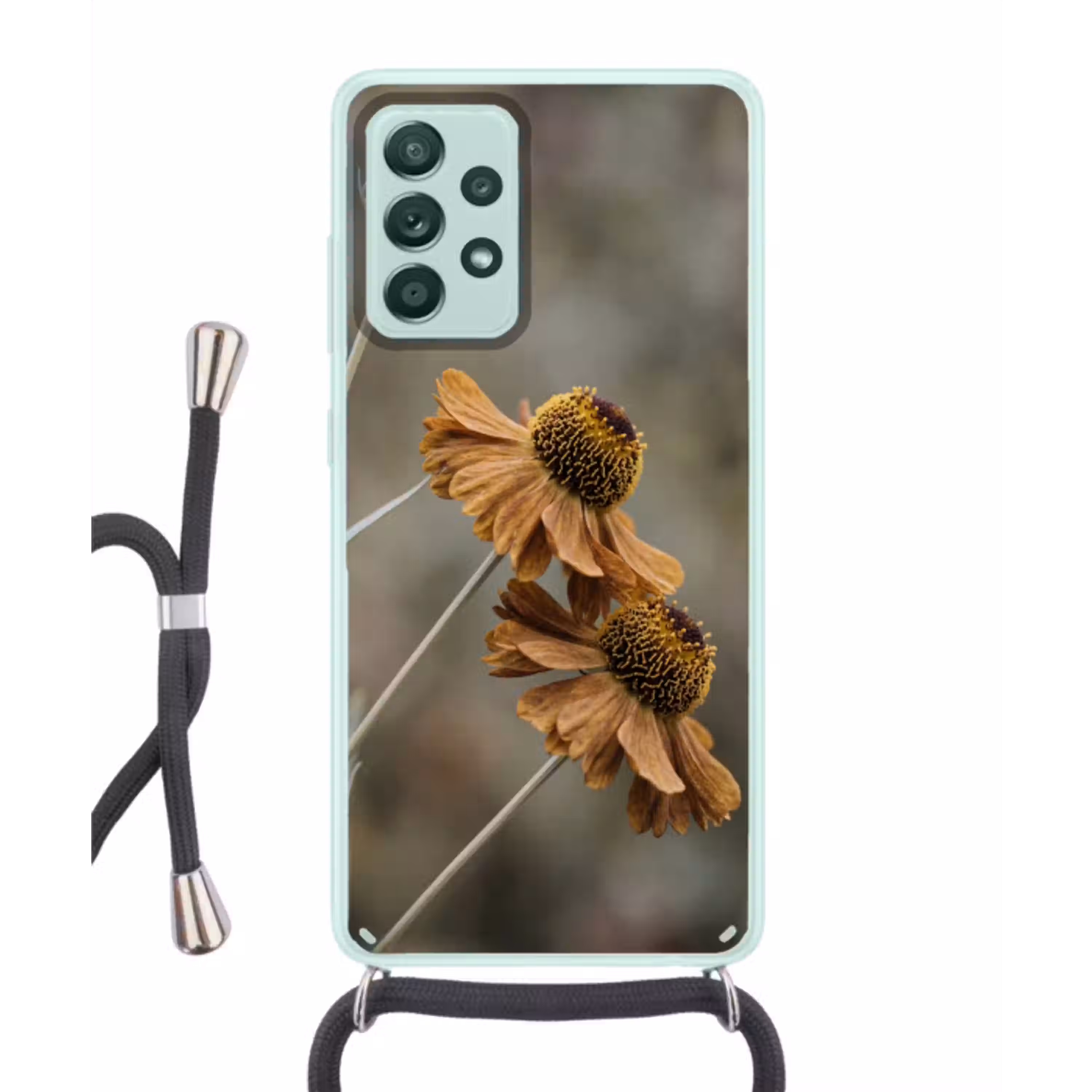 Zonnehoed - Droogbloemen - Geel - Warm Hoesje Samsung Galaxy A52 met koord klein -3d