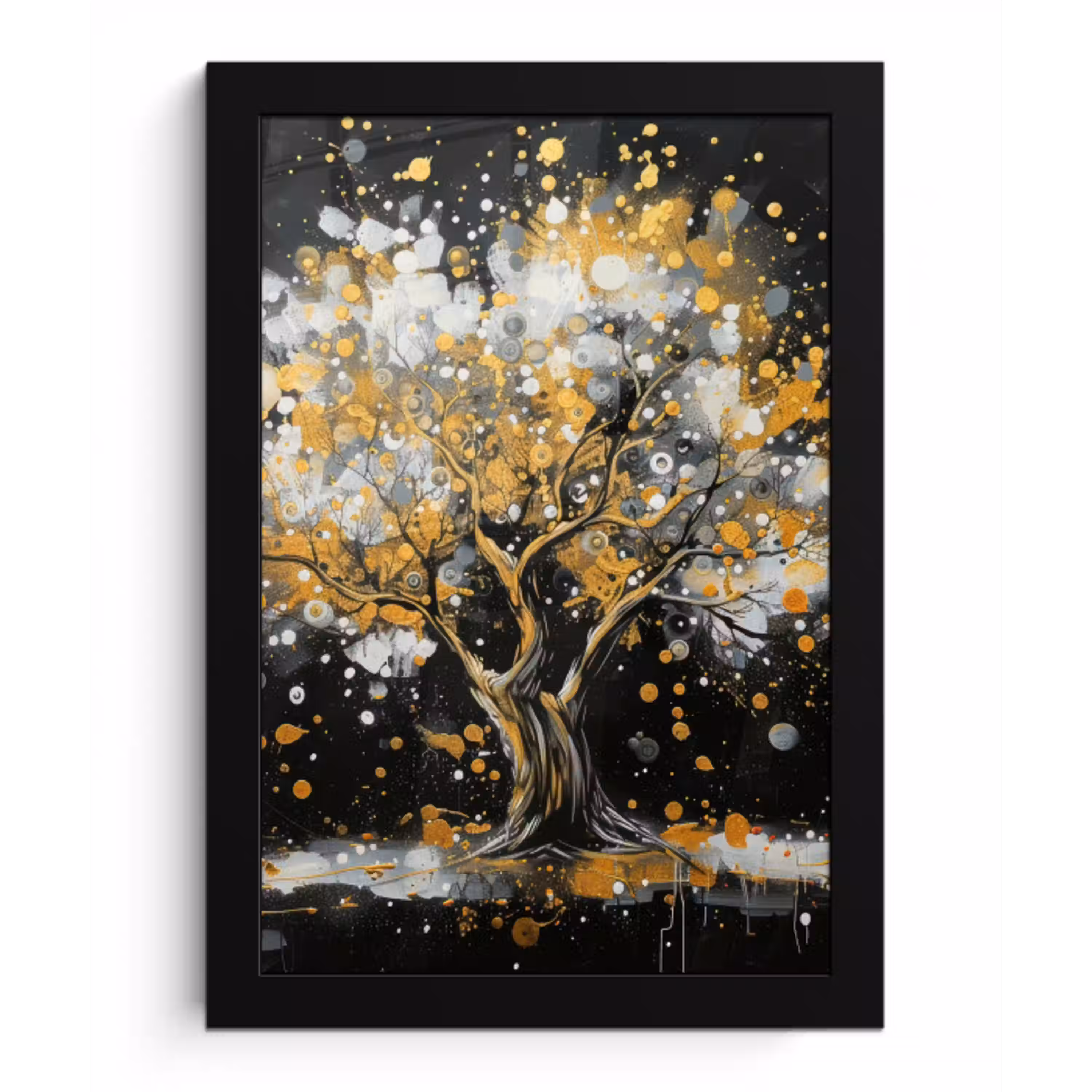 Boom - Zwart - Goud - Wit - Modern fotolijst zwart zonder passe partout klein -3d