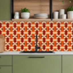 Geometrisch - Retro - Oranje keuken achterwand 2 middel 871 -sfeer3
