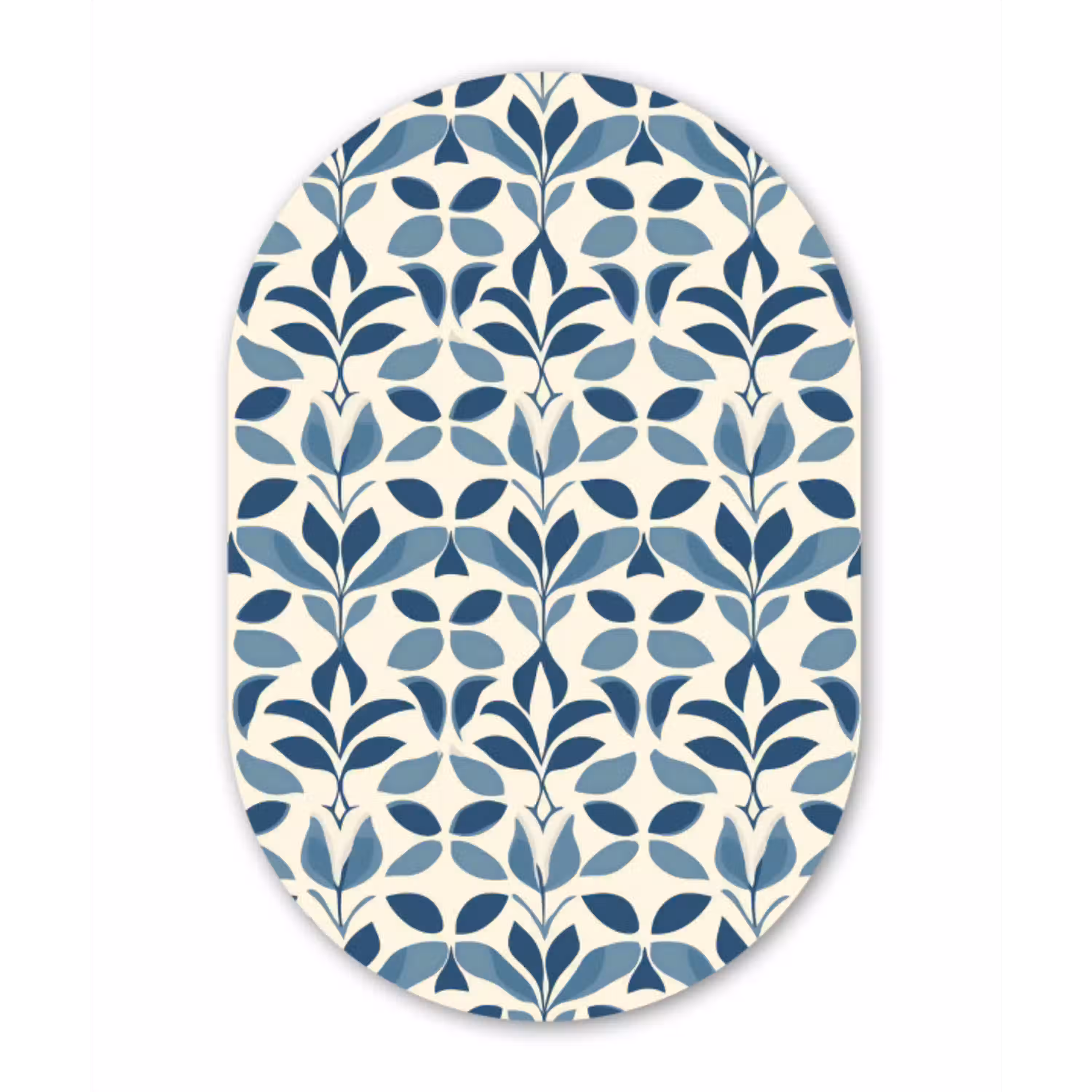 Flora - Modern - Blauw Wandcirkel Ovaal Aluminium middel 839 -3d