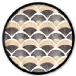 Waaier - Patroon - Zwart - Beige Fotolijst rond zonder passe partout klein 856 -3d