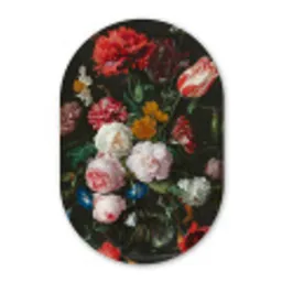 Stilleven met bloemen in een glazen vaas - Schilderij van Jan Davidsz. de Heem Wandcirkel Ovaal Forex klein -3d