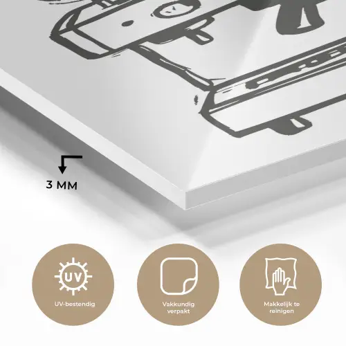 Illustratie - Café - Koffiemachine - Kopjes plexiglas 5mm klein -sfeer2