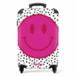Smiley - Roze - Stippen NBS - Handbagage koffer - Volwassenen Unisex middel -productfoto_recht